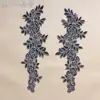 Accesorios para vestidos de novia, ribetes de encaje rojos, blancos, negros y azules, materiales, parches de flores bordadas, aplicaciones florales, aplicaciones de tela.