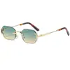 Gafas de Sol Metálicas Poligonales Sin Marco, Gafas Pequeñas Personalizadas Estilo Calle Influencer, Gafas de Sol Europeas y Americanas con Protección Solar M5260