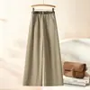 Calça casual reta simples e estilosa para mulheres, nova coleção outono 2026, cintura alta, modelagem que afina, perna larga, fluida, solta, calça longa