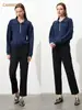 CANVAUS Nuevo Sudadera con Cremallera Casual Estilo Academia para Mujer Otoño e Invierno Cuello Polo Bordado Holgada Manga Larga Color Sólido