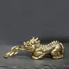 Par de Enfeites Pixiu de Cobre Sólido, Pingentes Criativos Estilo Chinês, Pequenos Enfeites Vintage, Pingentes de Chave de Latão