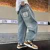 Calças para meninos, jeans infantil estilo primavera e outono, calças retas estilosas de outono para meninos mais velhos, atacado transfronteiriço da moda