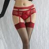 Sexy Rojo Ribete Sling Calcetines de Una Pieza Calcetines de Seda Roja Ultrafinos para Mujer Color de Contraste Rojo Ribete Negro Seda Tubo Largo Deseo Puro Calcetines de Una Pieza