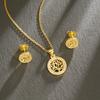 Collar de Oro Arena de Vietnam Estilo Lujo Ligero Árbol de la Vida Micro-incrustado Aretes de Zirconio Colorido para Mujer Joyería de Alta Gama al por Mayor