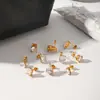 Brincos Phoenix Trend Cruzados Novos de Zircônia para Mulheres Studs Versáteis da Moda Aço Titânio Dourado 18K Não Desbota Brincos Anel