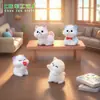 Paisaje en miniatura con lindas figuritas de gatitos con moños, adorables decoraciones DIY para casa de muñecas y pequeños adornos de escritorio