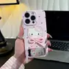 Funda Rosa de Puntos Gatito Kt para Teléfono Adecuada para Apple 17, Film, Soporte Vivo, Huawei Pura 80, Xiaomi 17 Pro Max