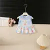 Conjunto de Colete de Verão para Meninas 2025 Nova Moda Infantil Roupa de Verão para Bebê com Calça Wide Leg de Renda Conjunto de Duas Peças