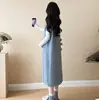 Vestido para embarazadas 2024 otoño e invierno nuevo versión coreana dulce que reduce la edad chaleco de conejo tridimensional falda camisa base