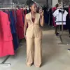 Moda Feminina Transfronteiriça Europeia e Americana Verão 2026 Novo Estilo Elegante para o Trabalho Conjunto de Colete Floral Tridimensional com Calça Longa de Cintura Alta