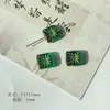Serie Verde Amarillo de Fuegos Artificiales de Vidrio Checo Doméstico Placa Grabada Hoja Hecha a Mano Pintada con Oro Materiales y Accesorios para Pulsera DIY