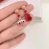 Pendientes de Clip de León Rojo para Mujeres Sin Perforaciones, Nuevo Estilo Popular 2025, Lujo de Alta Gama, Pendientes Únicos de Otoño e Invierno para Mujeres