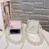 Adecuado para Find N2 Flip funda de diamante flash patrón mariposa cadena cruzada de perlas teléfono plegable zflip4 funda de teléfono portátil