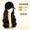 Gorra de Béisbol con Peluca para Mujer, Cabello Largo Rizado, Cabello Liso, Ondas Grandes de Moda, Extensiones de Cabello Esponjosas, Cabello Humano Realista, Gorra Integrada con Cabello