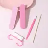 Kit de 6 Herramientas para Uñas Esponja Lima de Uñas Lima de Madera Bloque de Tofu Tira Corta de Pulido Cepillo de Cuerno Palillo de Madera