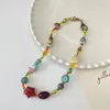 Collar de Estrella de Cristal de Colores Estilo Étnico Dopamina para Mujer Nuevo Diseño Retro Chino Collar para Clavícula