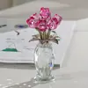 Figura de Cristal Elegante Souvenir Cristal Rosa Regalo Adorno de Escritorio Decoración del Hogar Flor de Cristal Fabricante Lote