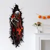 Adesivo de parede de caveira quebrando a parede para Halloween, adesivo de decoração de parede visual 3D de terror, arranjo de cena para festa de casa mal-assombrada
