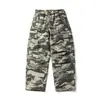 Pantalones cargo retro camuflaje estilo callejero japonés Rumeng para hombre, corte holgado, versátiles de pierna recta con cordón, pantalones casuales para primavera y otoño