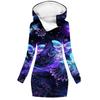 Amazon popular suéter de moda para mujer, falda suéter de otoño, estampado de mariposa digital 3D, suéter con capucha para mujer