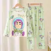 Pijamas para niñas, primavera y otoño, manga larga, para niño, finos, medianos y grandes, para niña, princesa, ropa de casa, traje de verano para niño