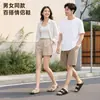 206 novos sapatos femininos, marca da moda, estilosos, casuais, versáteis, chinelos unissex, chinelos Birkenstock retro de sola grossa