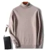 Suéter de cachemira para hombre con cuello alto, engrosado, cachemira pura, camiseta base de punto informal de corte holgado, suéter de lana de talla grande para hombres jóvenes y de mediana edad