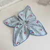 Bufanda cuadrada de cereza a cuadros dulces estilo coreano, scrunchie de intestino grueso para el pelo, accesorio para el pelo, cuerda para el pelo de coleta baja