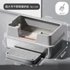Bandeja de Arena para Gatos de Acero Inoxidable Abierta con Borde Alto Sobredimensionada Antisalpicaduras Profundizada Semi-cerrada Inodoro para Gatos Suministros para Mascotas