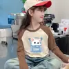 Camiseta Base de Polar con Retazos de Manga Larga para Niña 2026 Otoño/Invierno Nueva Ropa Interior Infantil Camiseta Cálida de Cuello Redondo para Niños Medianos y Grandes