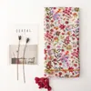 Bufanda floral colorida estilo bosque con flecos, tacto ligero de algodón y lino, accesorio floral pastoral para mujer, chal grande