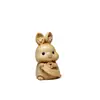 Talla de madera de tuya, lindo animal pequeño, conejo del zodiaco, adornos, decoración de escritorio, artesanías, colgante, manija.