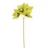 Decoración de hotel boutique: 4 orquídeas artificiales pequeñas y elegantes, flores de seda, flores artificiales y plantas verdes, creando un arreglo floral de lujo ligero, de pie y que no requiere mantenimiento.