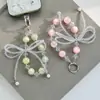Colgante de Cadena para Teléfono con Lazo de Perlas para Mujer, Accesorio Decorativo para Bolso, Adorno Colgante Creativo Lindo