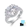 Anillo de Mujer de Venta Caliente Europeo y Americano de Plata de Ley S925 Lujoso Anillo Incrustado de Moissanita y la Piedra Principal se Complementan para Crear una Tendencia Elegante