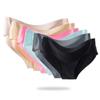 Nova roupa íntima de seda gelada de cor sólida opcional multicolorida feminina sexy sem costura calcinhas femininas outlet de fábrica