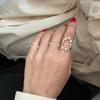 Anel de Diamante Estilo Meio Antigo em Prata Esterlina 925 Design de Nicho Feminino Anel de Dedo Levemente Luxuoso de Alta Qualidade com Extremidade Aberta Sem Cor