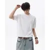 Camiseta de punto de manga corta para hombre con rayas esculpidas de hilo suelto, estilo "old money", corte ajustado, business casual, seda de hielo, verano, venta al por mayor de fábrica transfronteriza