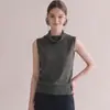 Estilo simple, cuello con volantes, top de punto sin mangas para mujer, nueva colección de principios de otoño 2026, corte ajustado, favorecedor y elegante top 25702