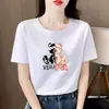 Camiseta Feminina Manga Curta Tendência Ásia Central e do Sul, Verão Estilo Coreano Fofa Estampa de Desenho Animado Ins Top para Estudante, Comércio Exterior