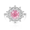 Venda Quente Transfronteiriça Anel de Dedo Flor de Girassol com Gema Colorida Corte Rosa Diamante de Alto Carbono Super Brilhante Banhado a Ouro Real Transmissão ao Vivo Peça Única Dropshipping