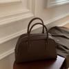 Nova Coleção Outono/Inverno 2026 Coreana de Nicho de Luxo Bolsa de Mão em Camurça Bolsa Bowling Boston Retro Simples Feminina