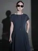 Elegante Vestido de Moda con Capullo Floral y Mangas Cortas Volantes, Lujo Ligero, Sensación de Alta Gama, Color Sólido Versátil, Adelgazante, Elegante Vestido Largo para Mujer, Verano
