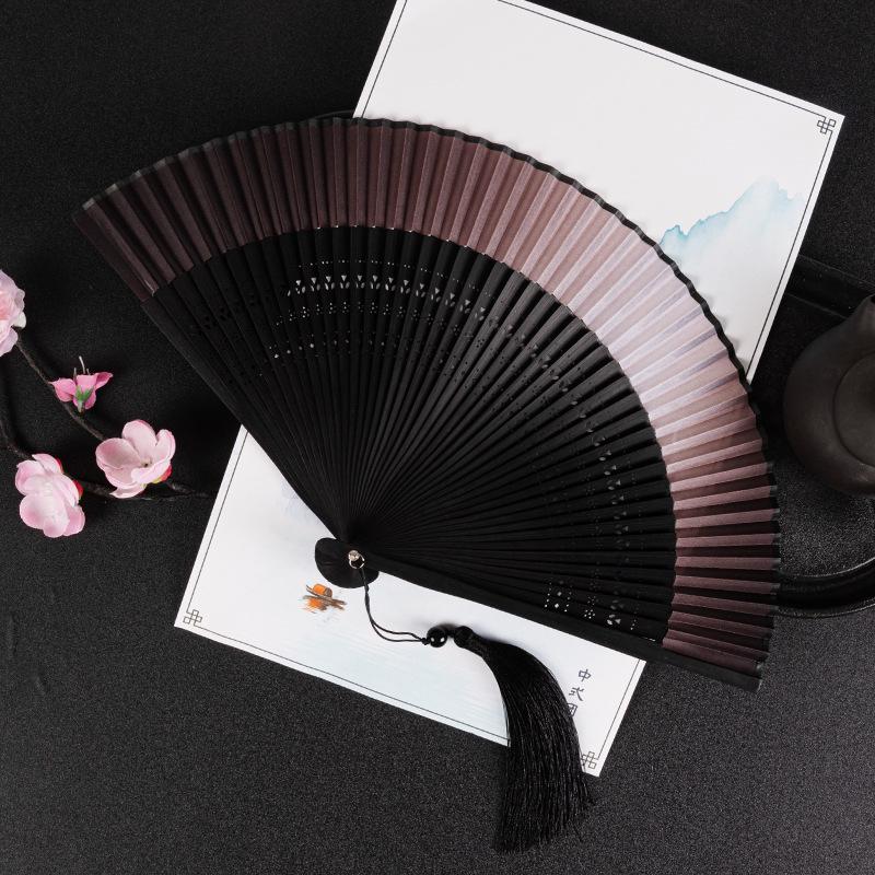 中国风结婚新娘拍照扇子道具渐变色舞蹈中式汉服旗袍古风晨拍折扇
