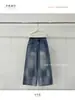 Calça Jeans Wide-Leg Lavada Vintage Desgastada Plataforma Hot Girl para Mulheres Verão Comprimento Total 68129