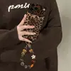 Pulsera de gato con estampado de leopardo, adecuada para funda de teléfono Apple 17pm, funda de silicona para iPhone 18, 16, Maillard, 14, ventana grande, 15
