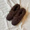Atmósfera de Otoño e Invierno, Zapatos Peludos Suaves y Elegantes para Mujer, Zapatos sin Cordones con Lazos, Zapatos de Algodón Cálidos con Forro de Felpa