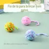 Bola de sisal de brinquedo para gatos com penas Molar resistente a mordidas de gato Brinquedo para fazer som Bola de arranhões para gatos Suprimentos para animais de estimação