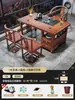 Mesa de Chá Pequena e Conjunto de Cadeiras para Varanda Sala de Estar Casa Novo Estilo Chinês Madeira Maciça Mesa de Chá Kung Fu Zen Mesa de Chá Multifuncional