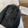 Benefício! Jaqueta Clássica de Couro de Cordeiro com Lapela Masculina Estilo Workwear para o Dia a Dia 045